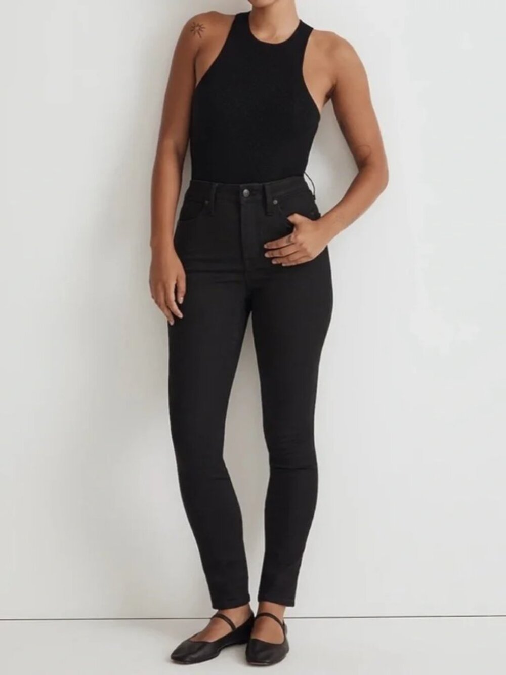 Madewell Black Roadtripper high rise curvy skinny jeans size 25
